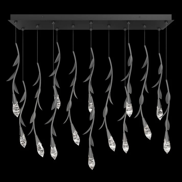 Modern Luxury Floating Branches Floral Crystal Chandelier with Rectangular Canopy