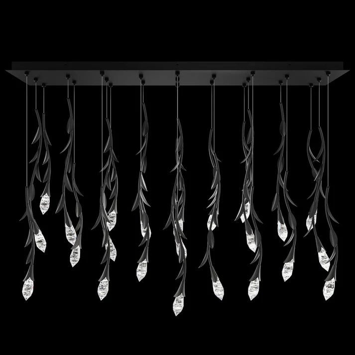 Modern Luxury Floating Branches Floral Crystal Chandelier with Rectangular Canopy