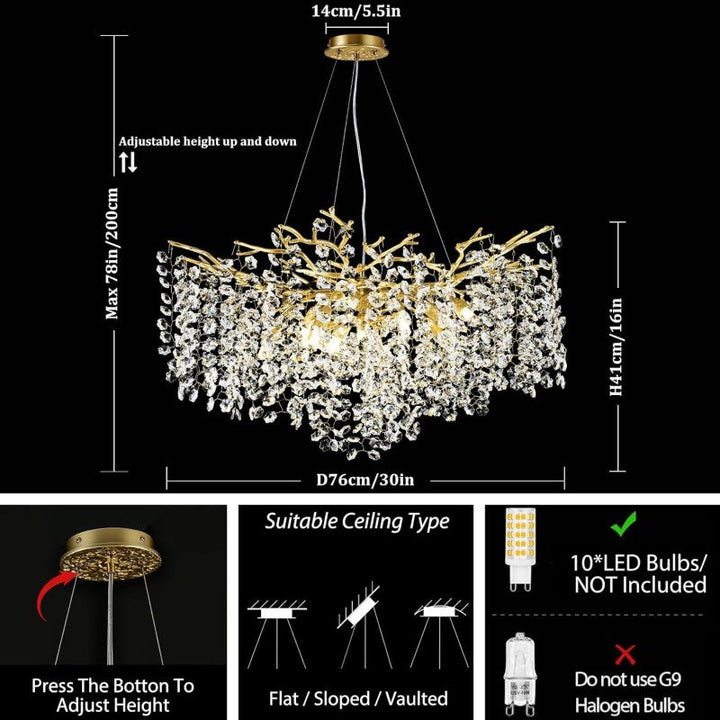 Modern Tree Branch Crystal Chandelier