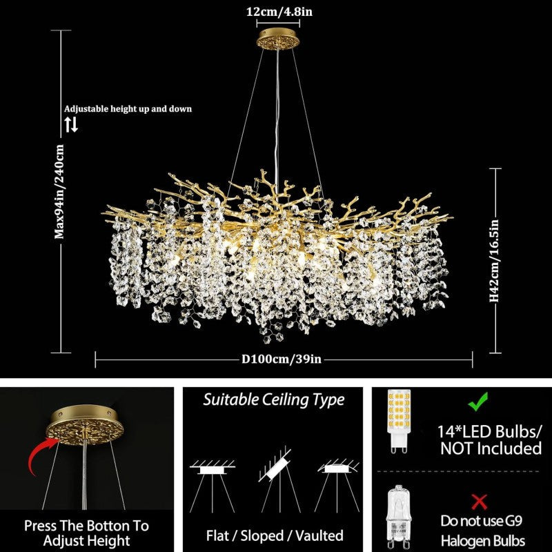 Modern Tree Branch Crystal Chandelier