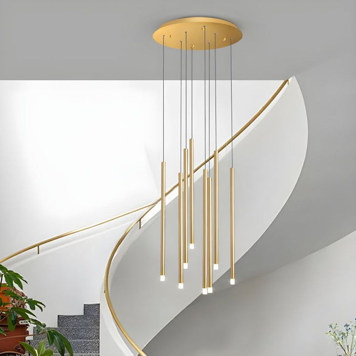 Modernist Slim Tube Pendant Light for Stair Case