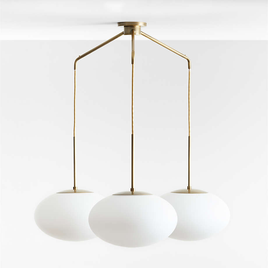 Moon Brass and Glass 3-Light Chandelier