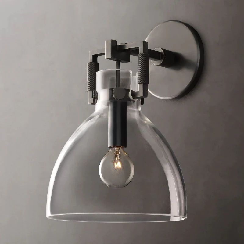 Navier Glass Bedroom Cloche Sconce 8''
