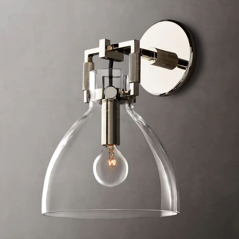 Navier Glass Bedroom Cloche Sconce 8''
