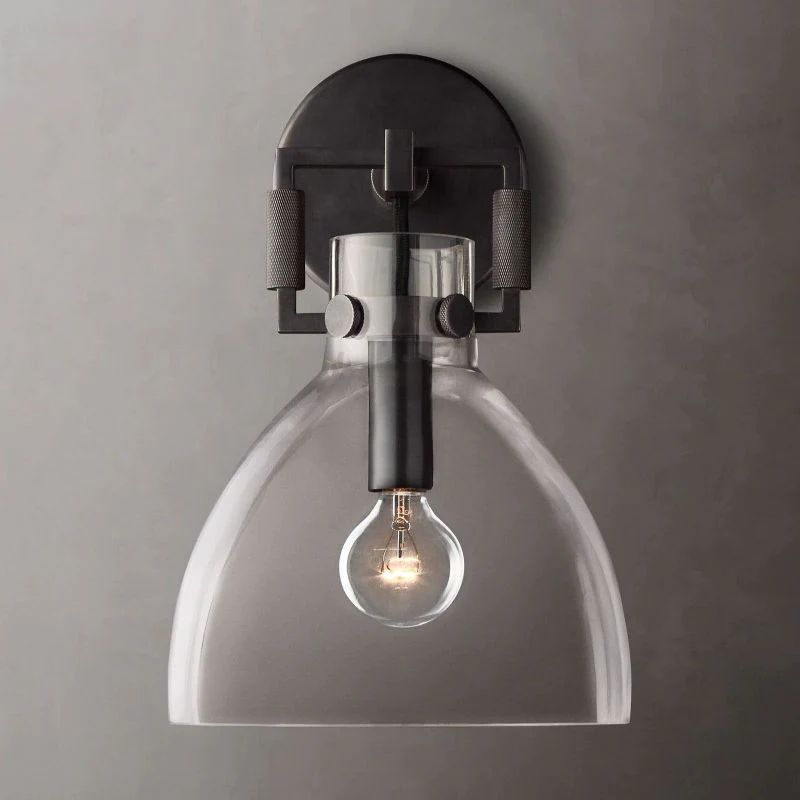 Navier Glass Bedroom Cloche Sconce 8''