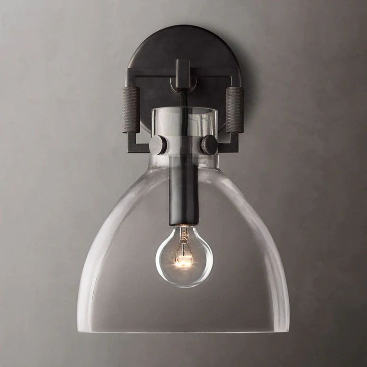 Navier Glass Bedroom Cloche Sconce 8''