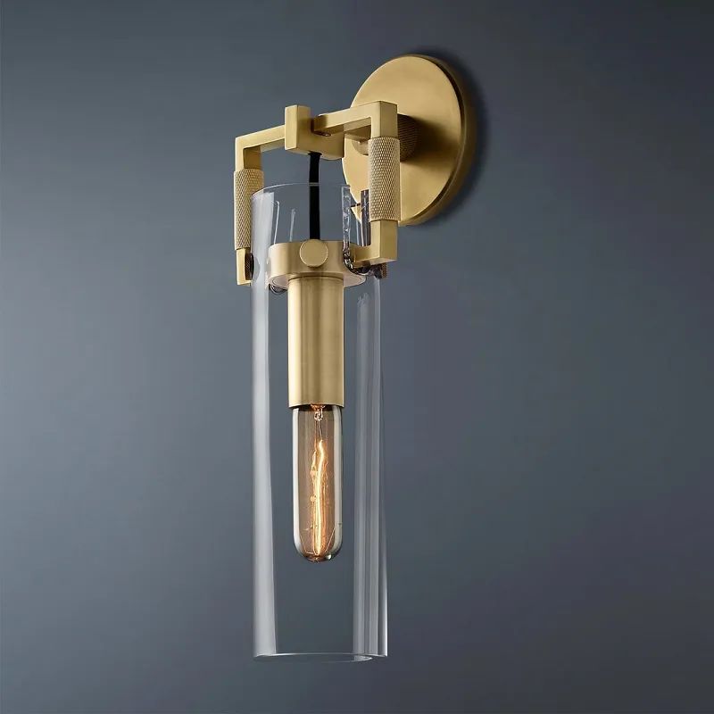 Navier Glass Cylinder Bedroom Wall Sconce 12''