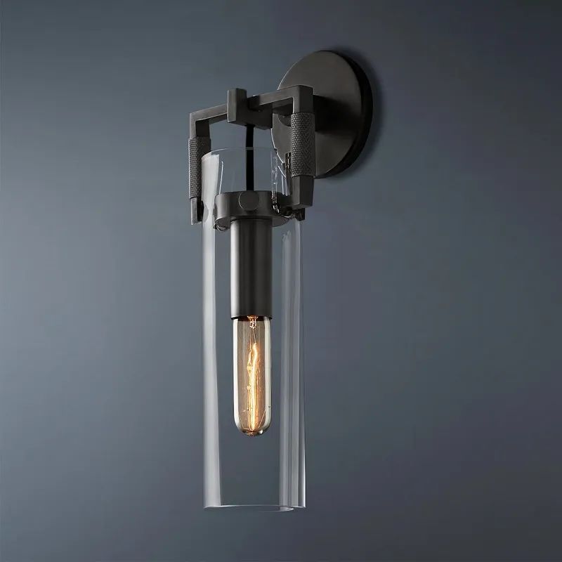 Navier Glass Cylinder Bedroom Wall Sconce 12''
