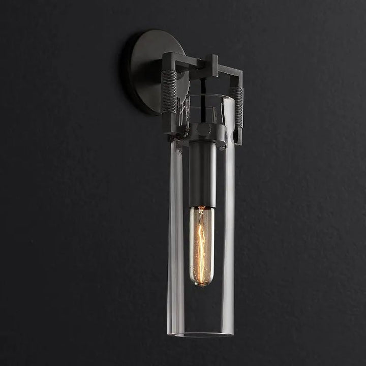 Navier Glass Cylinder Bedroom Wall Sconce 12''