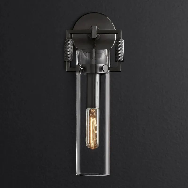 Navier Glass Cylinder Bedroom Wall Sconce 12''