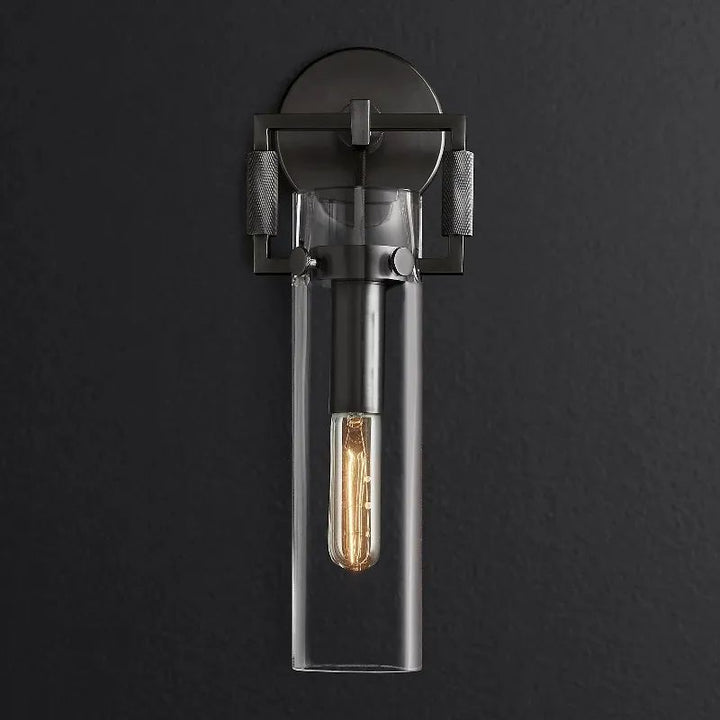 Navier Glass Cylinder Bedroom Wall Sconce 12''