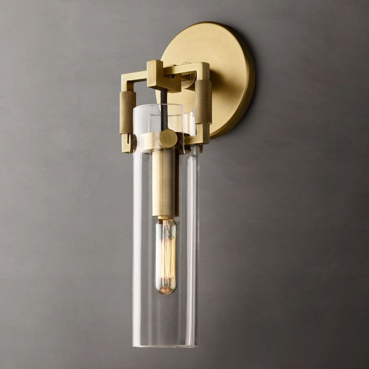 Navier Glass Cylinder Bedroom Wall Sconce 9''