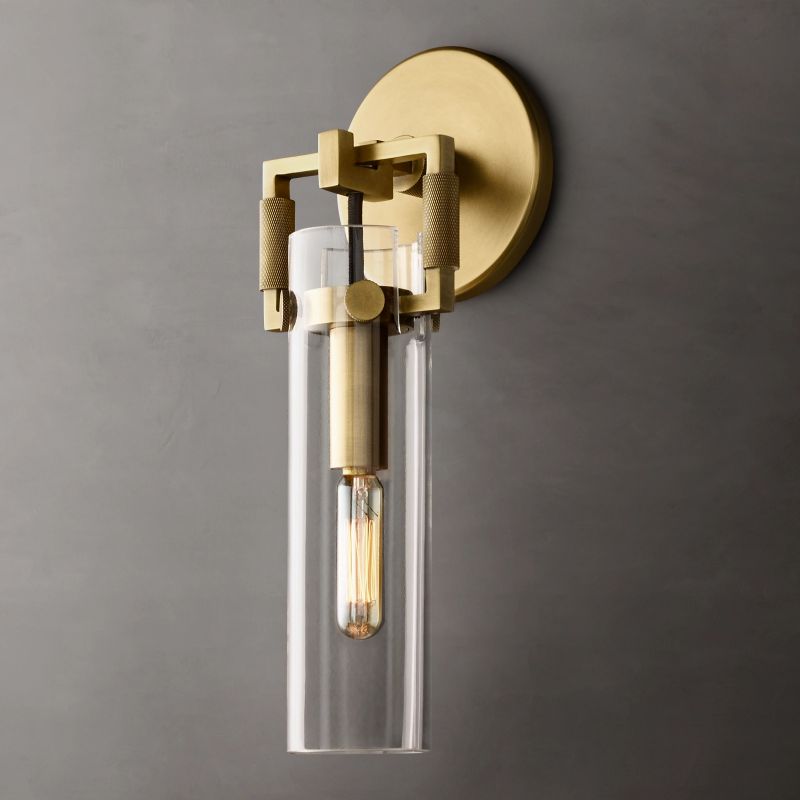 Navier Glass Cylinder Bedroom Wall Sconce 9''
