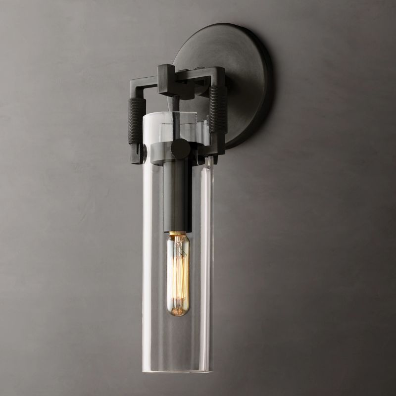 Navier Glass Cylinder Bedroom Wall Sconce 9''