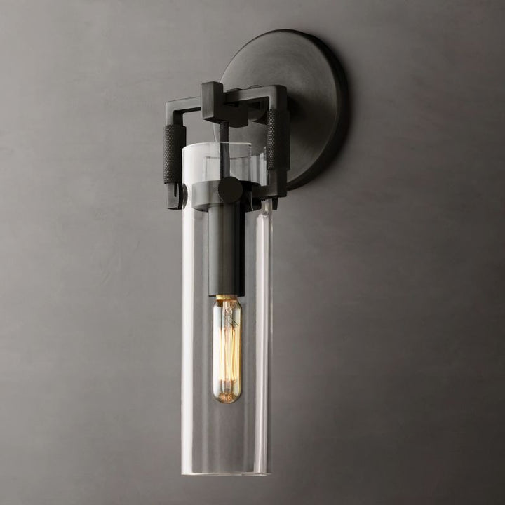 Navier Glass Cylinder Bedroom Wall Sconce 9''