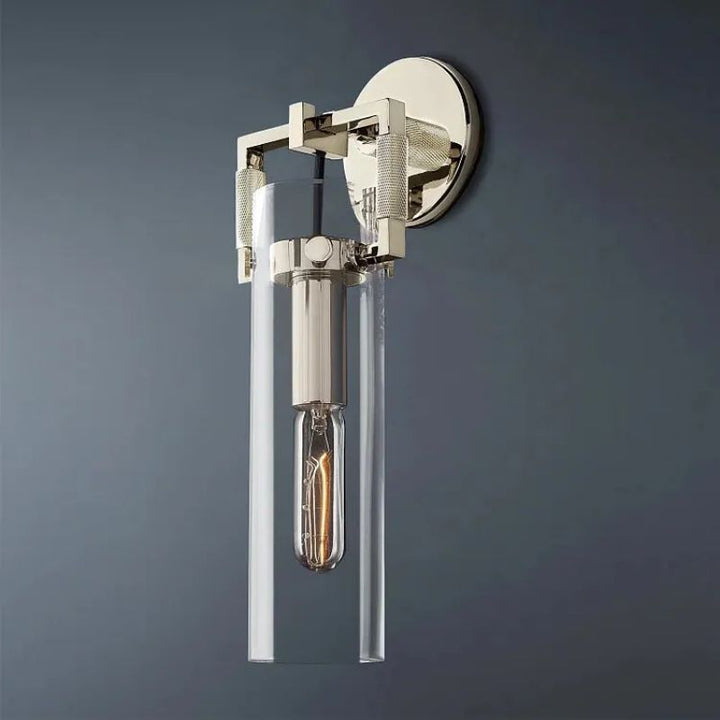Navier Glass Cylinder Bedroom Wall Sconce 9''