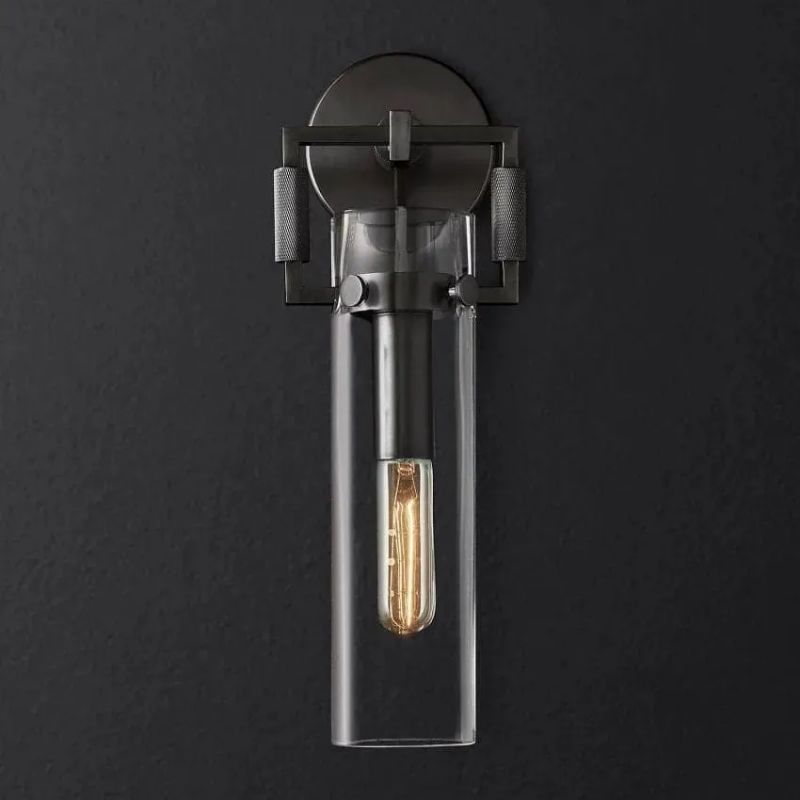 Navier Glass Cylinder Bedroom Wall Sconce 9''