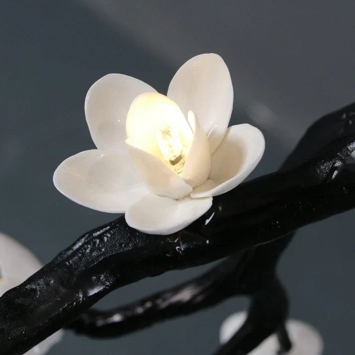 Noir Twisted Branch & Porcelain Bloom Candelabrum Chandelier