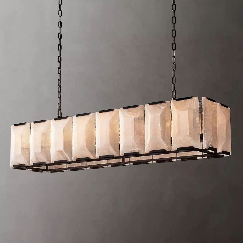 Paula Alabaster Rectangular Chandelier 54"