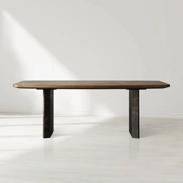 Polson Burl Wood Double-Pedestal Dining Table