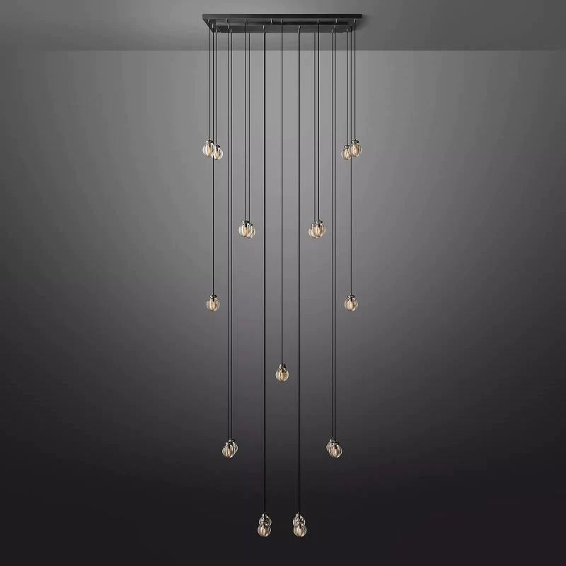 Popular Pearl Glass Ball Rectangle Chandelier 54"