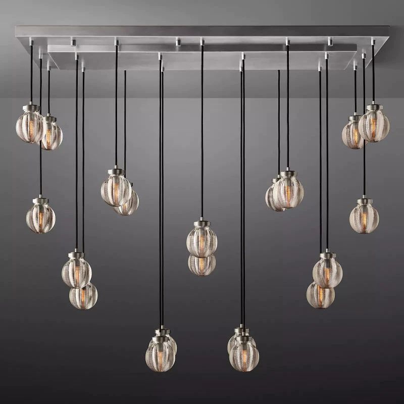Popular Pearl Glass Ball Rectangle Chandelier 54"