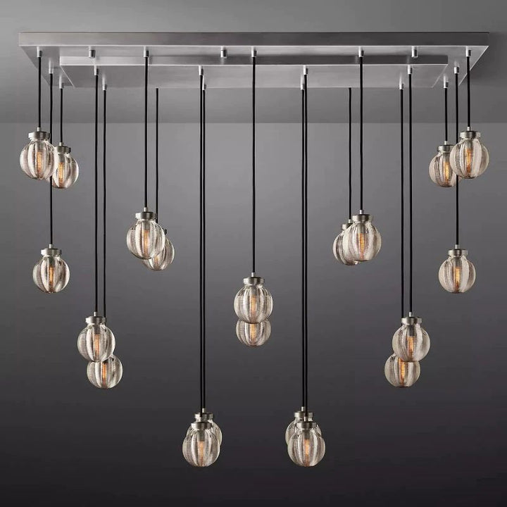 Popular Pearl Glass Ball Rectangle Chandelier 54"