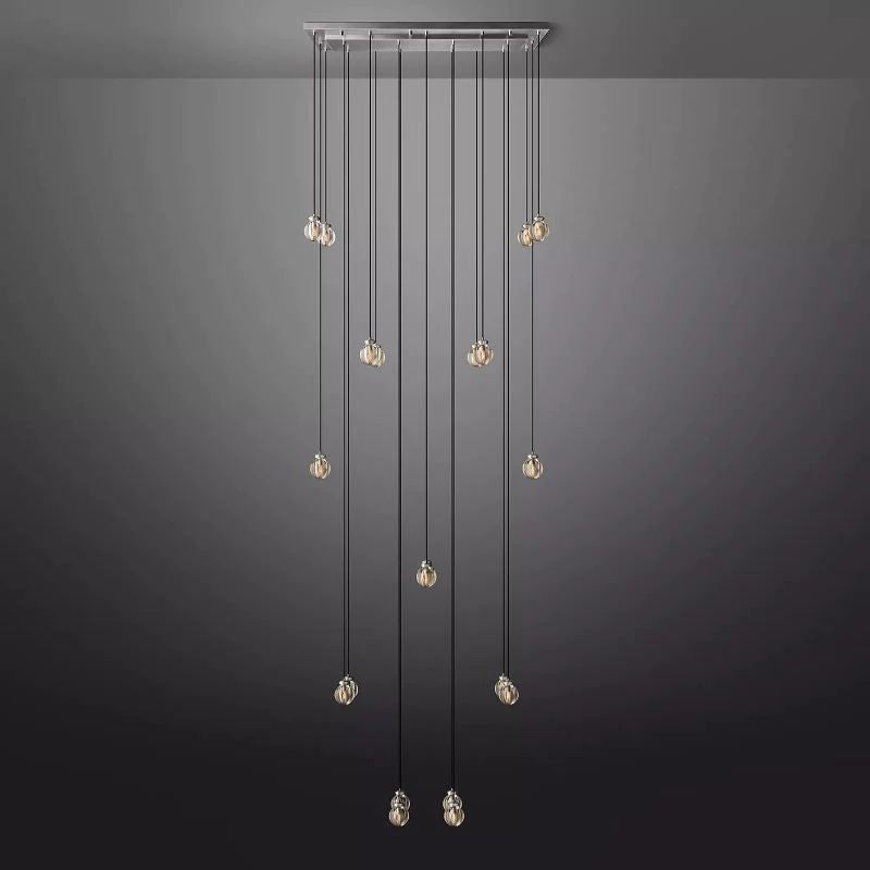 Popular Pearl Glass Ball Rectangle Chandelier 54"
