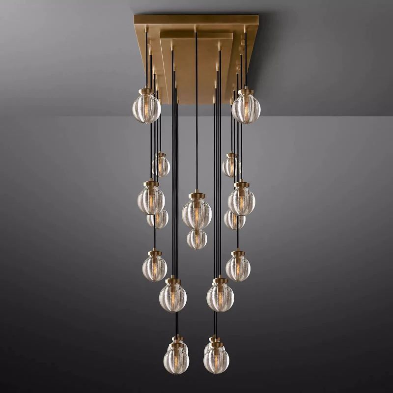 Popular Pearl Glass Ball Rectangle Chandelier 54"