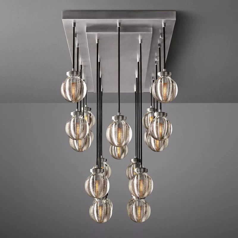 Popular Pearl Glass Ball Rectangle Chandelier 54"