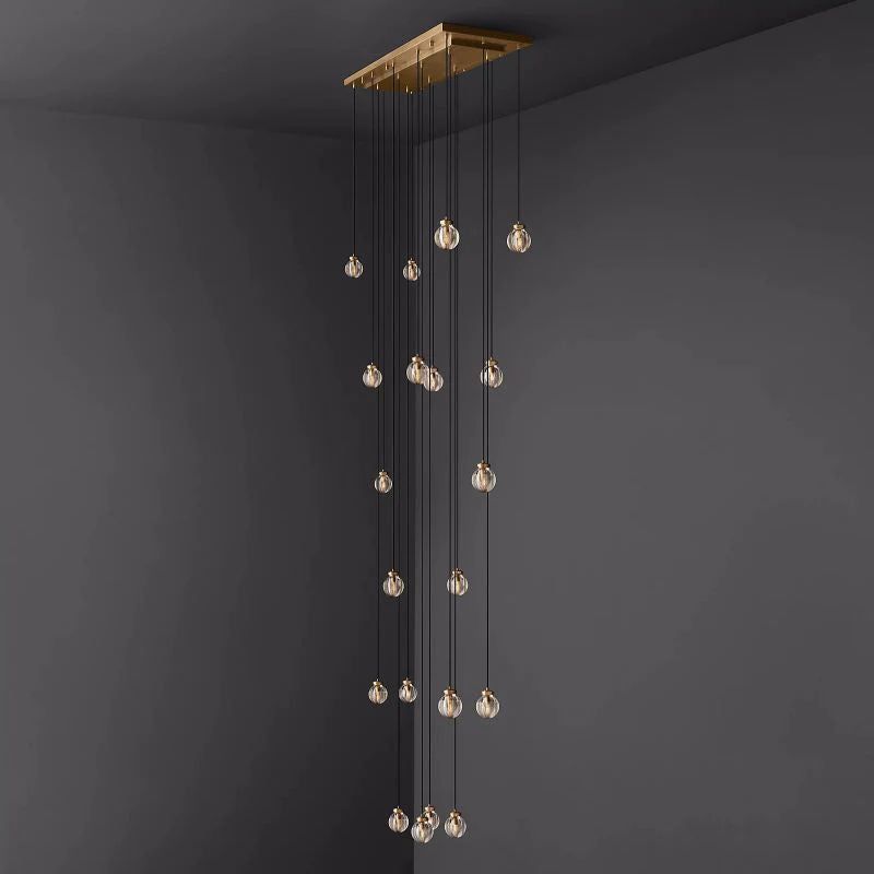 Popular Pearl Glass Ball Rectangle Chandelier 54"