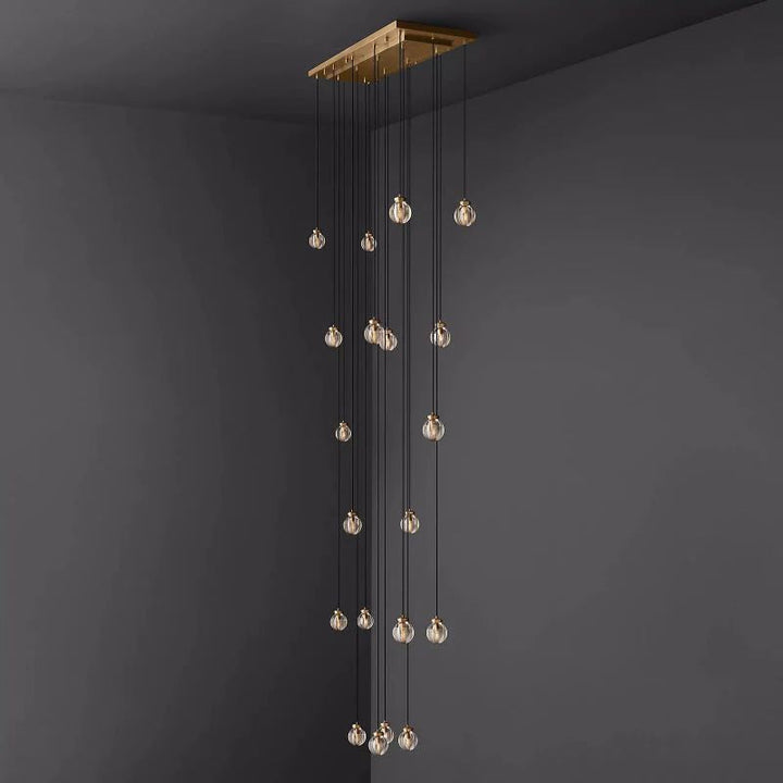 Popular Pearl Glass Ball Rectangle Chandelier 54"