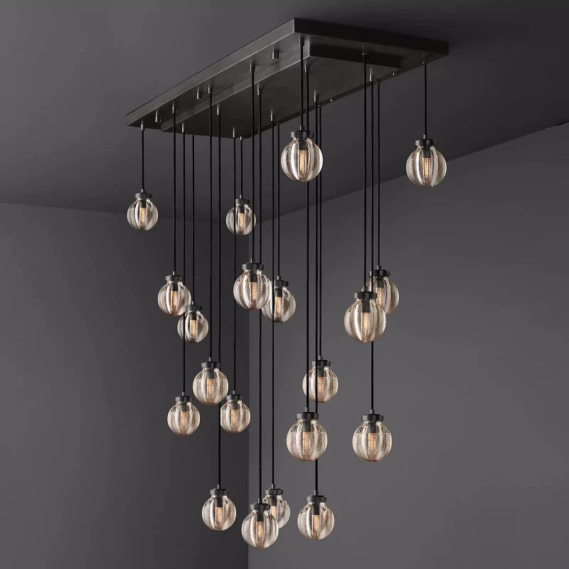 Popular Pearl Glass Ball Rectangle Chandelier 54"