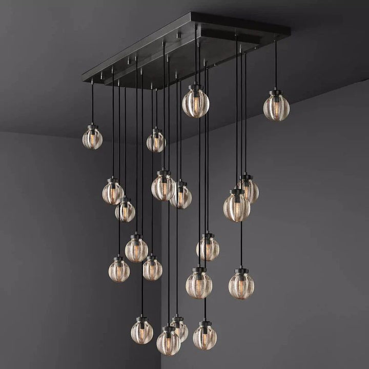 Popular Pearl Glass Ball Rectangle Chandelier 54"