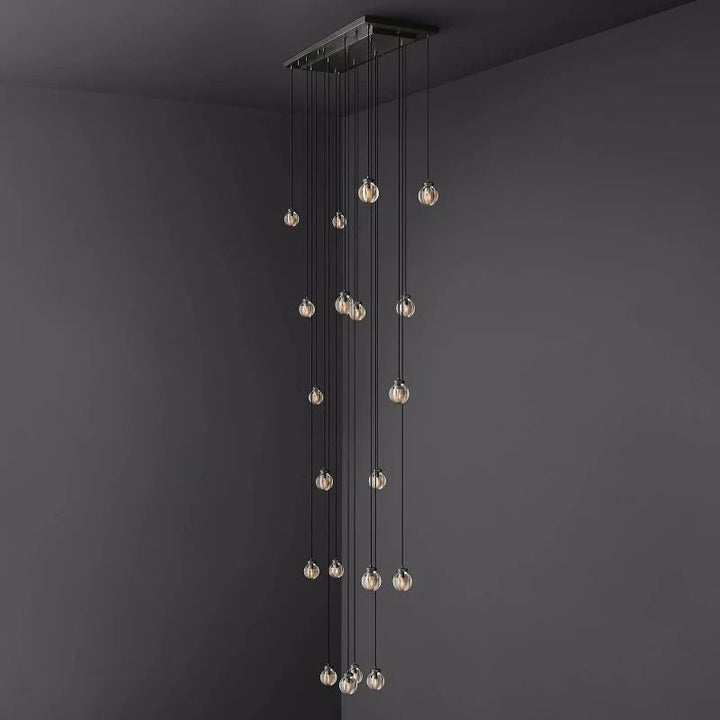 Popular Pearl Glass Ball Rectangle Chandelier 54"