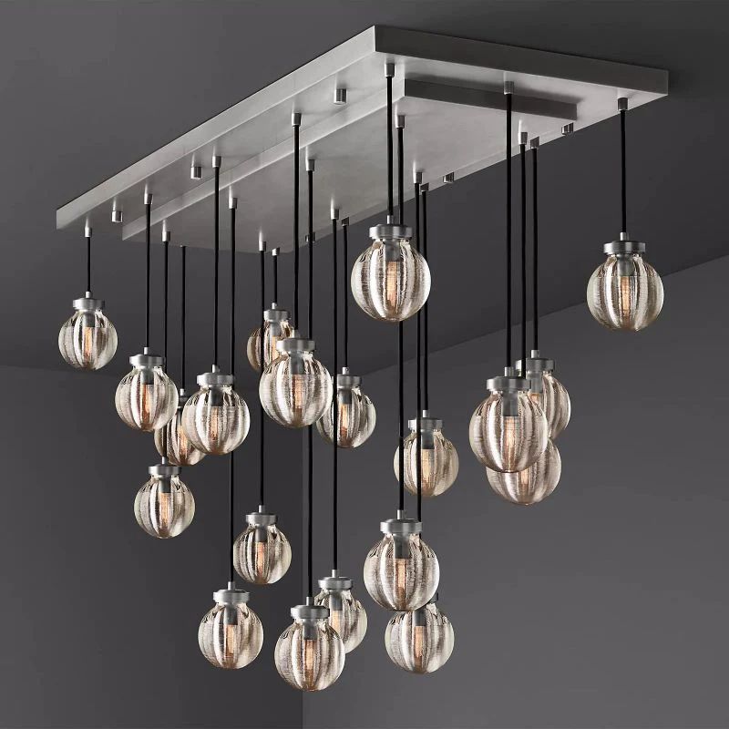 Popular Pearl Glass Ball Rectangle Chandelier 54"