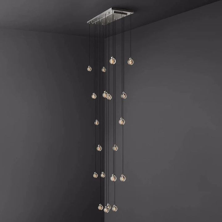 Popular Pearl Glass Ball Rectangle Chandelier 54"