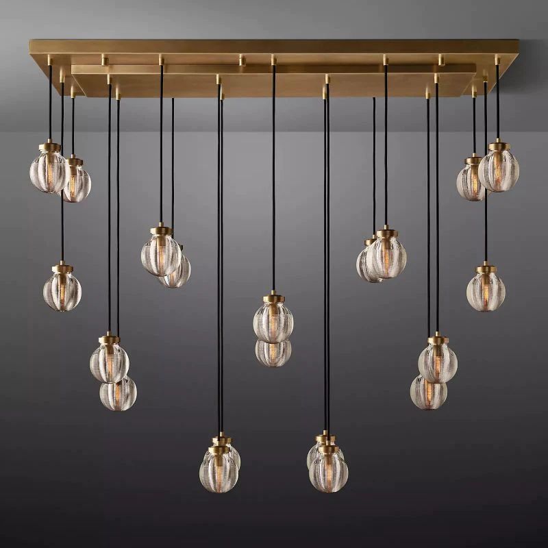 Popular Pearl Glass Ball Rectangle Chandelier 54"