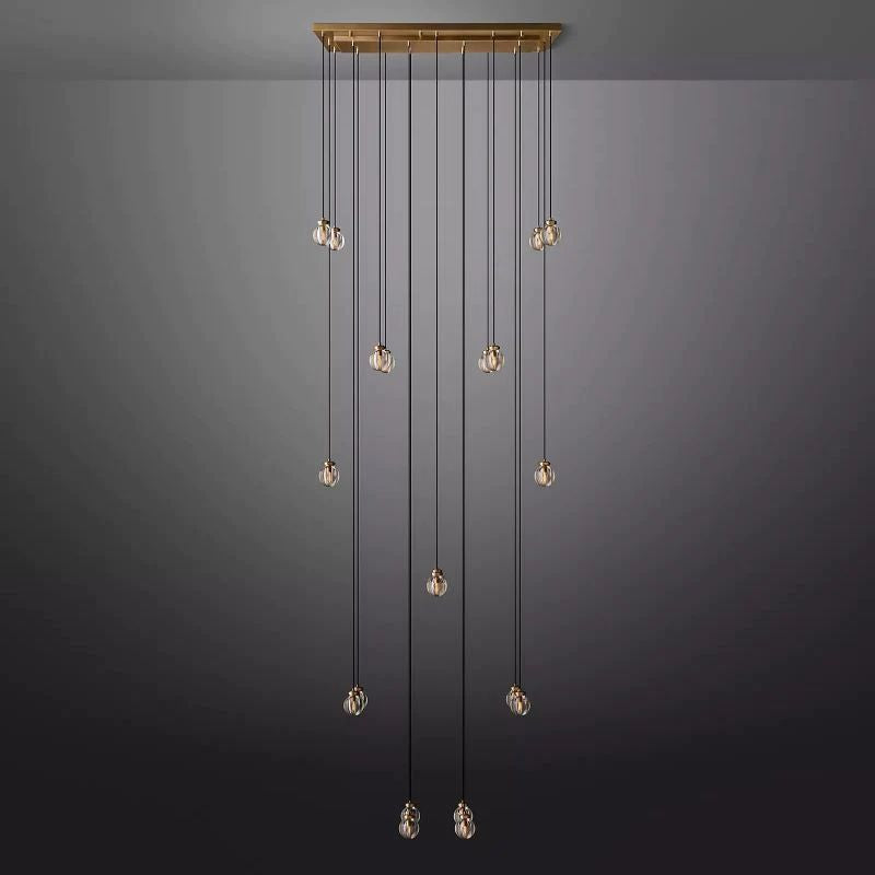 Popular Pearl Glass Ball Rectangle Chandelier 54"