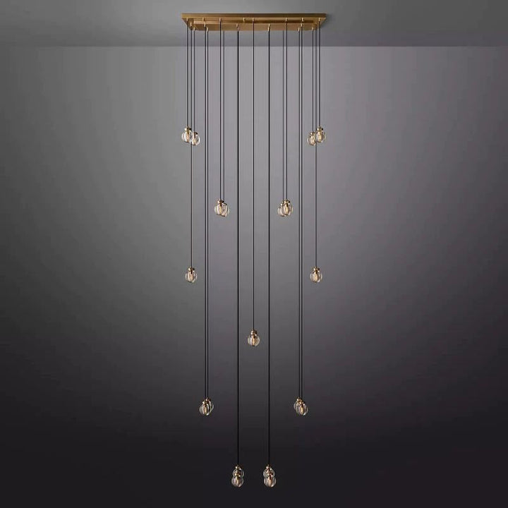 Popular Pearl Glass Ball Rectangle Chandelier 54"