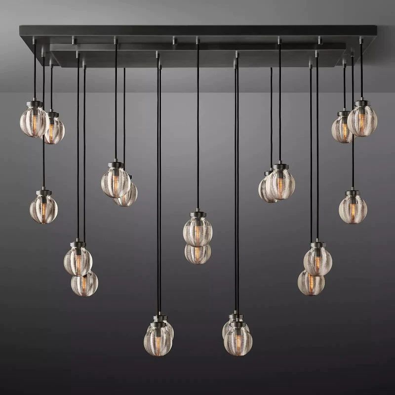 Popular Pearl Glass Ball Rectangle Chandelier 54"
