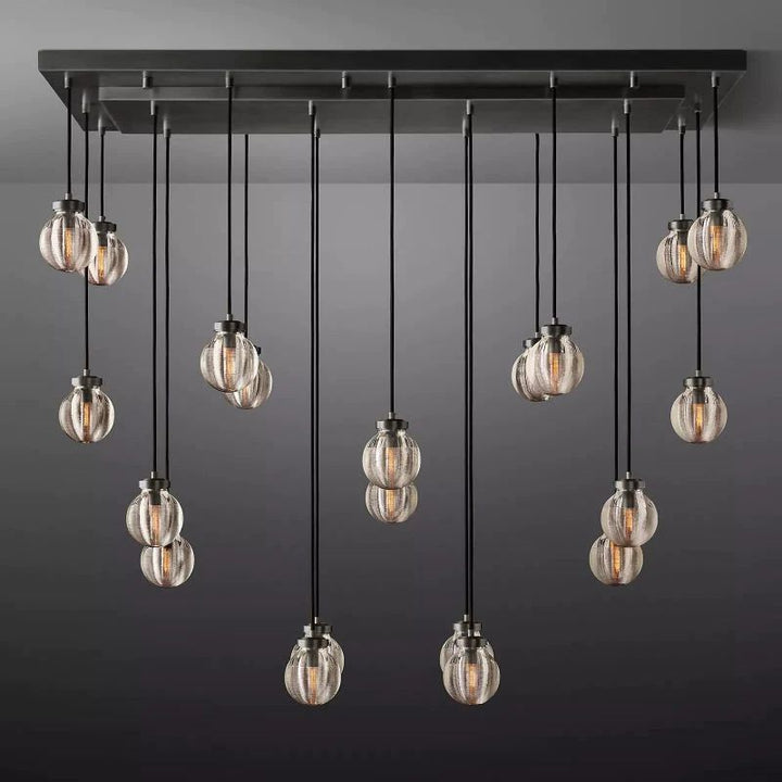 Popular Pearl Glass Ball Rectangle Chandelier 54"