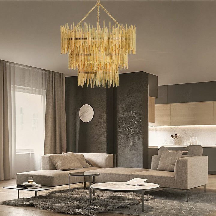 Prertcia Three Tiered Round Chandelier 35"