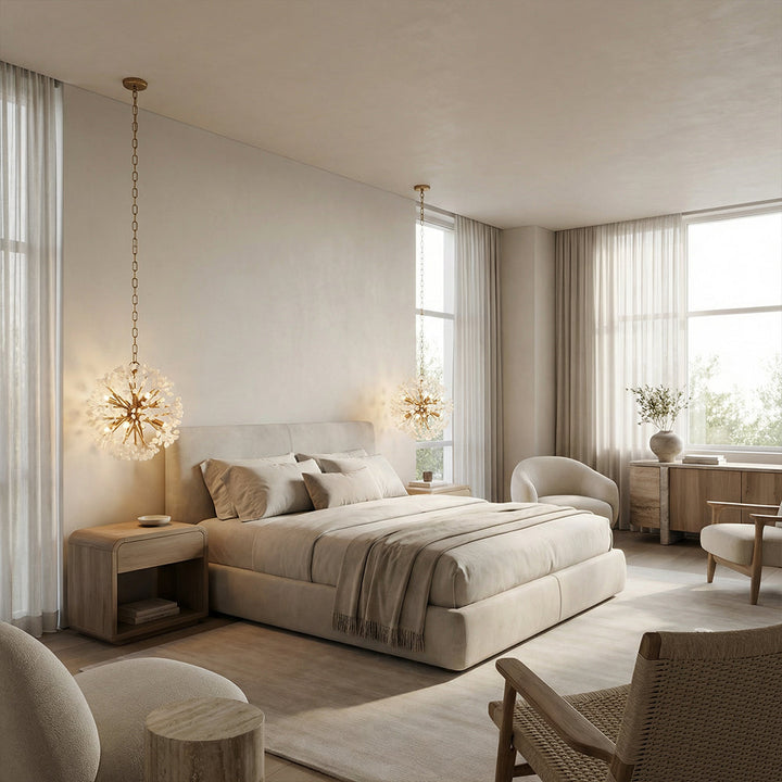 Quartz Crystal Spherical Eight-Light Chandelier