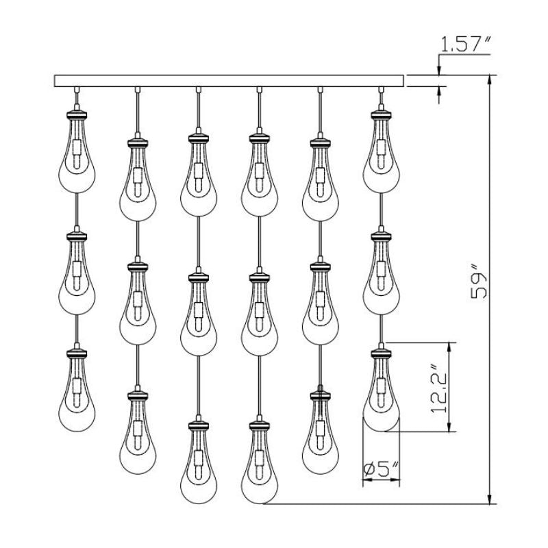 Raindrop Square Chandelier 48"(Customized)