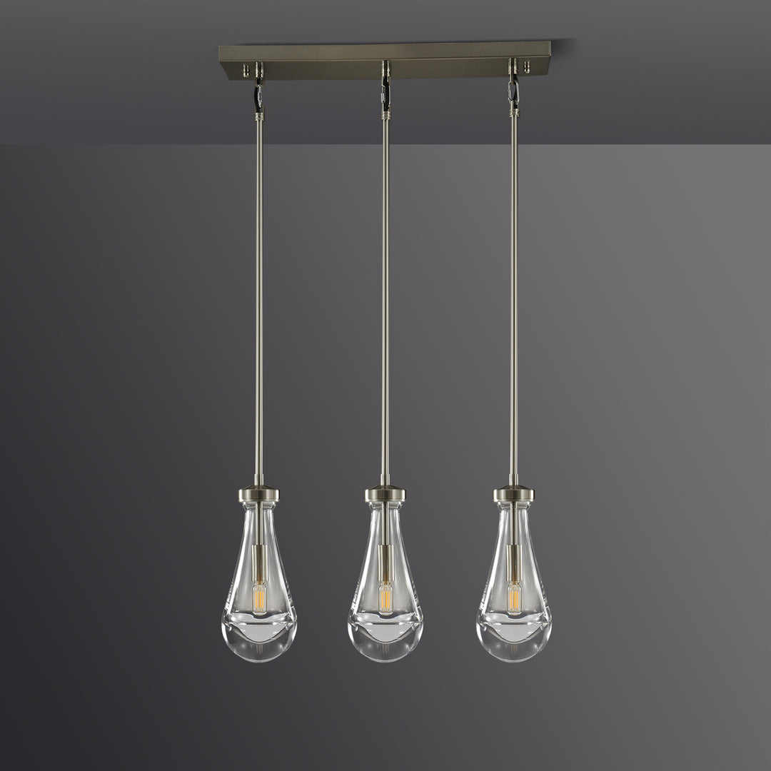 Raindrop Linear Dining Room Chandelier 3 Lights 22"L