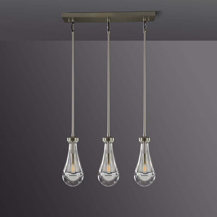 Raindrop Linear Dining Room Chandelier 3 Lights 22"L