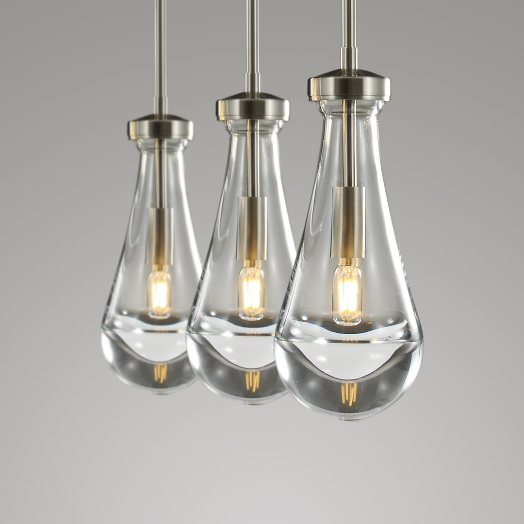 Raindrop Linear Dining Room Chandelier 3 Lights 22"L