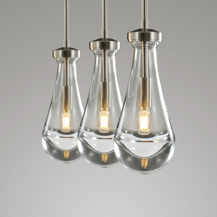 Raindrop Linear Dining Room Chandelier 3 Lights 22"L
