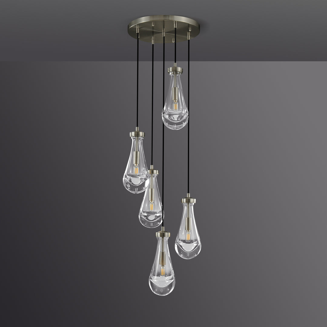 Raindrop Round Bedroom Chandelier 5 Lights 14"D